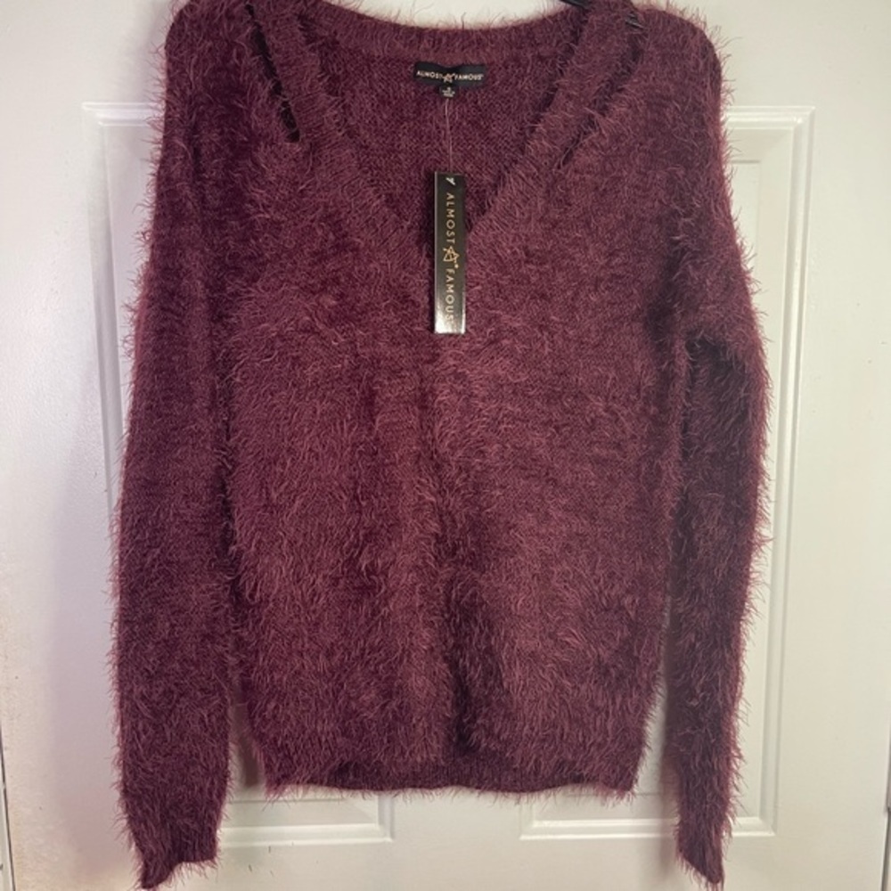 Almost famous v neck purple sweater. NWT - Picture 1 of 7